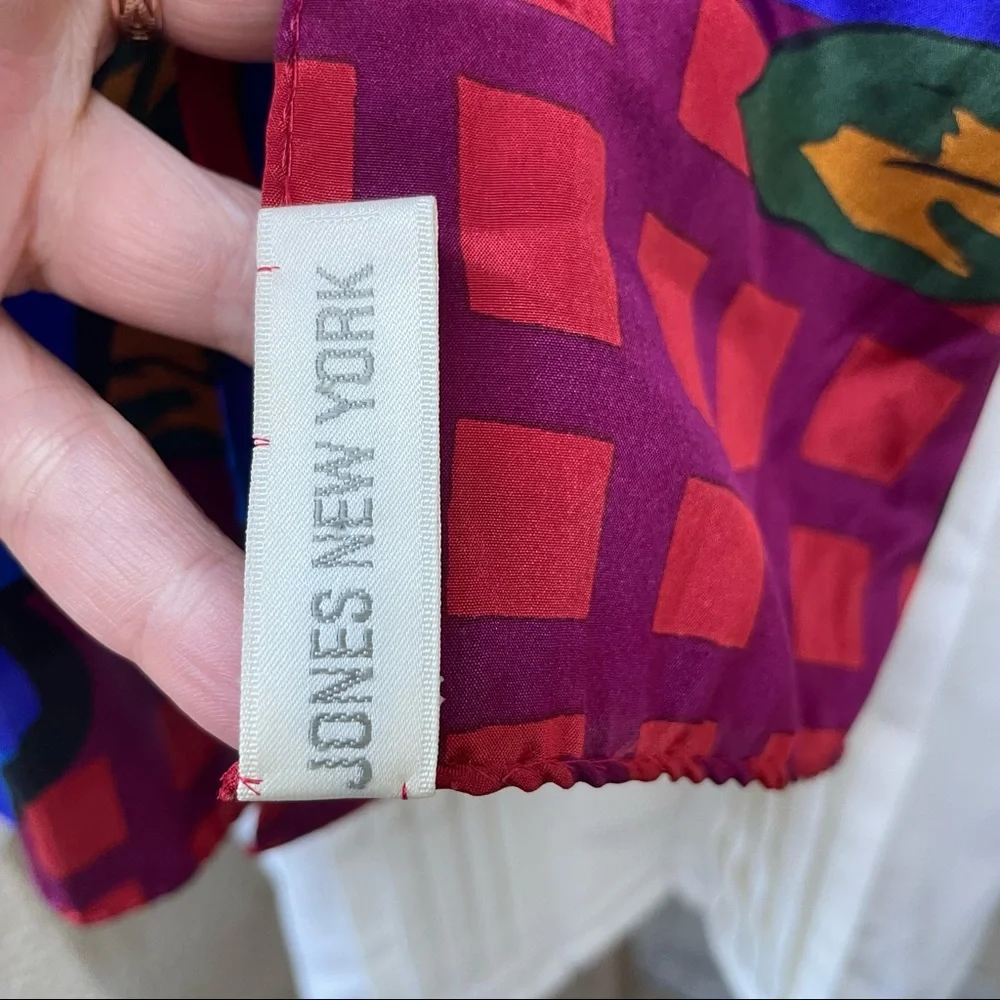 Vintage bright multicolored Jones New York silk scarf